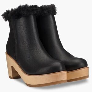 Like New Anthropologie AoverA Parker Alpine Clog Boots Black Size Retail $328.00